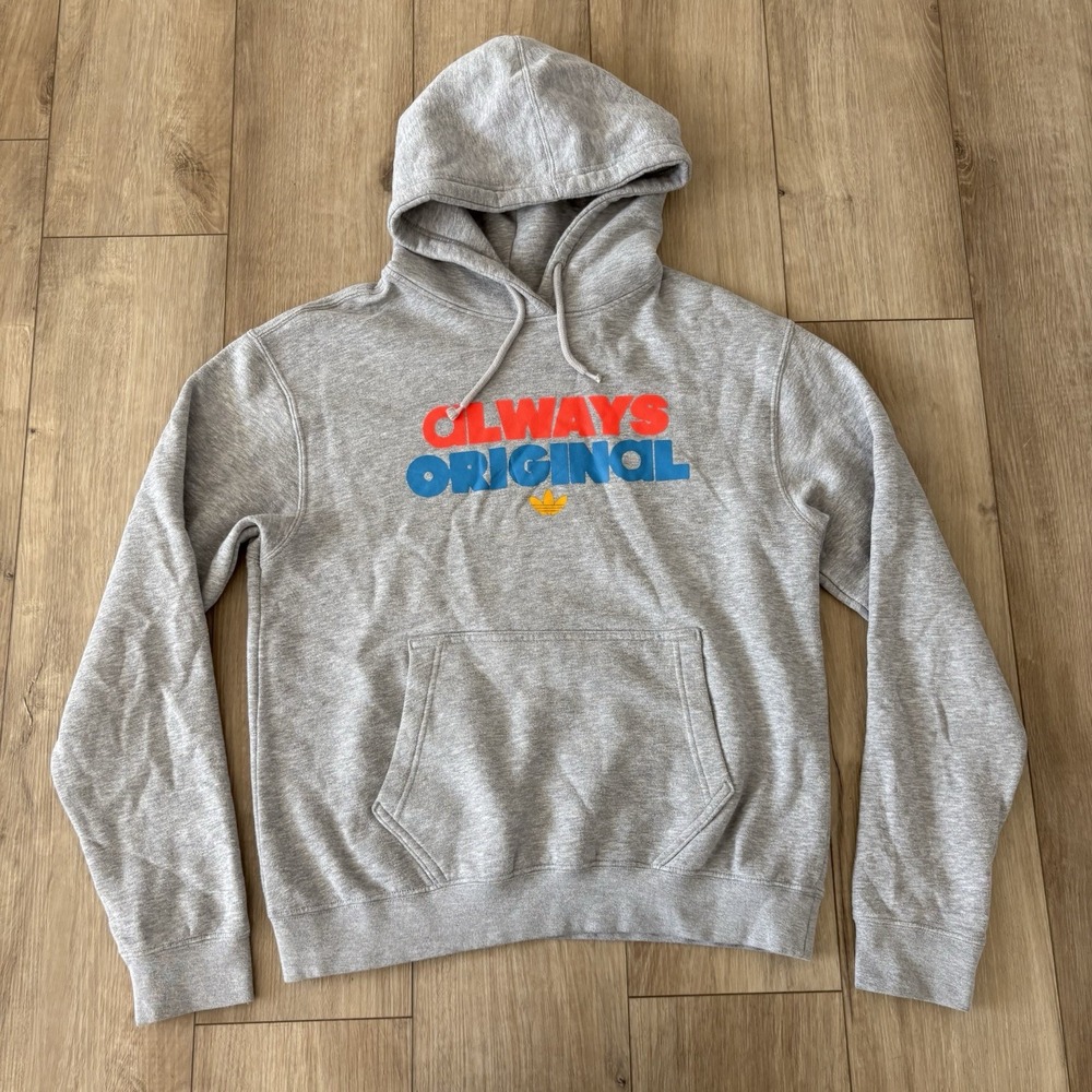 Adidas Always Original Hoodie Sweatshirt Mens Size Small Gray Fleece Long Sleeve